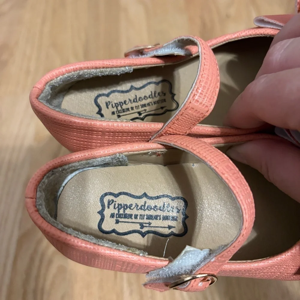 Pipperdoodles Pink Kids Shoes with Bow Detail Coral 31 Sz 13 US